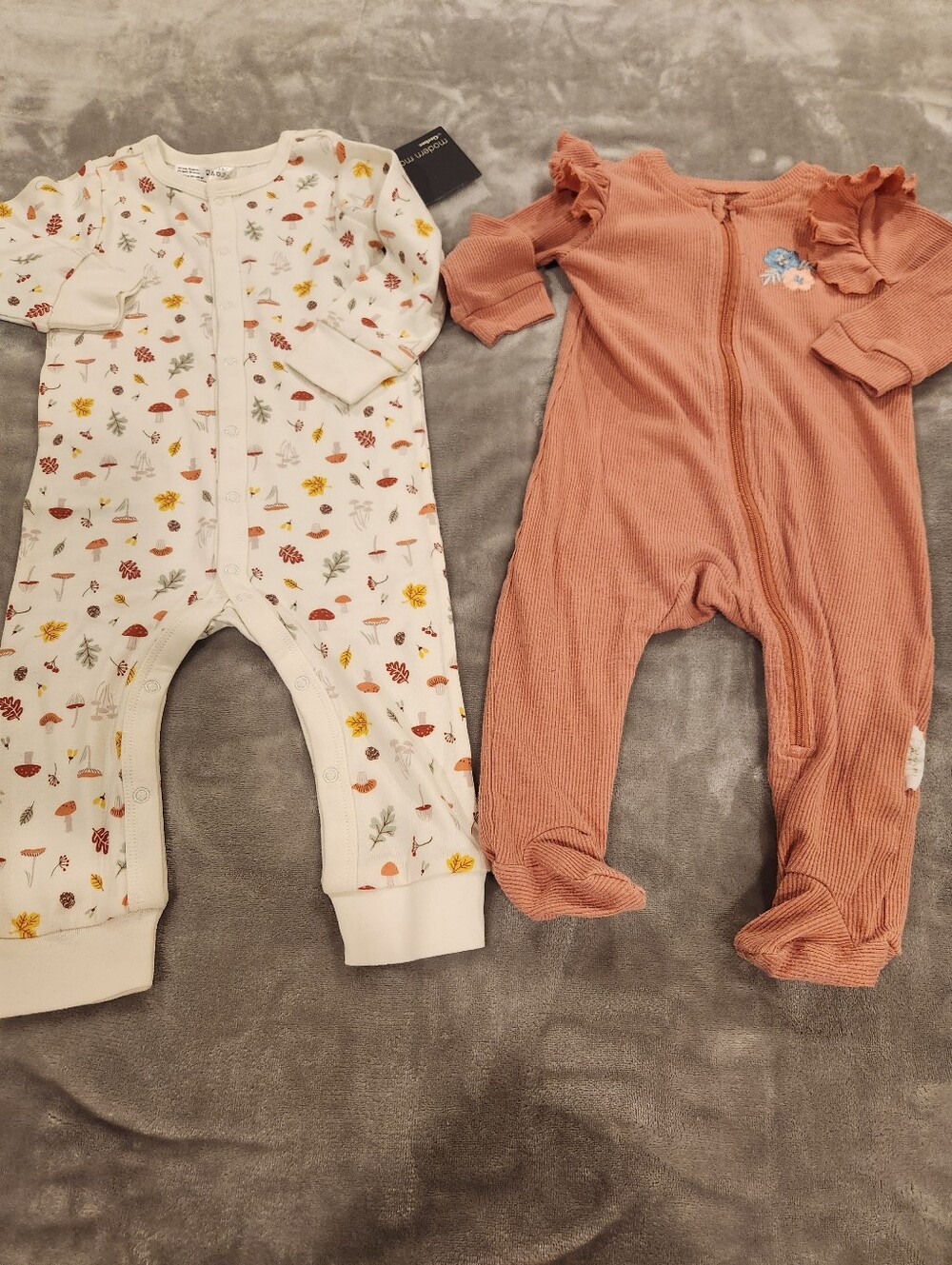 Tahari & Modern Moments Baby Footies - Cream Floral & Dusty Coral, Size 12M